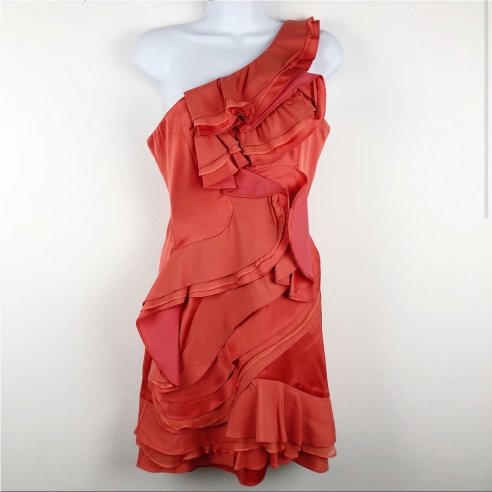 NWT BCBGMaxAzria Jonesy Ruffled 1 Shoulder Dress 6